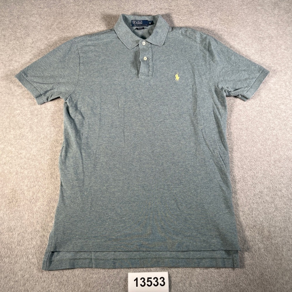 Vintage Polo Ralph Lauren Shirt Men Medium Gray Cotton Pony Logo Golf Tennis